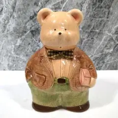 陶器製クマの 貯金箱 置物 昭和レトロ