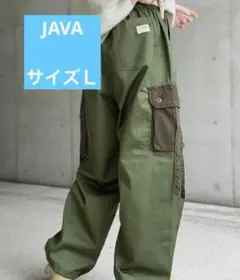 JAVA オリーブグリーン カーゴパンツ サイドポケット付き