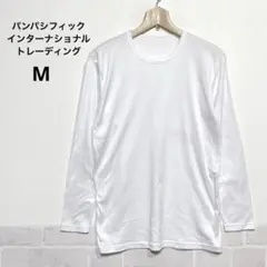 裏起毛 防寒 長袖カットソー Mサイズ シンプル ホワイト i261
