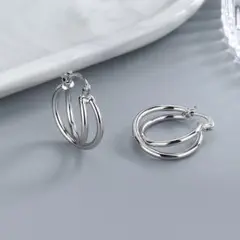 残り2点♡　シルバー　シンプル　ピアス　フープ　リング　トレンド　ニュアンス