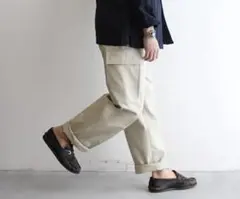 ドイツ軍官給品　ベージュ、アイボリー　ジャーマンモールスキン　カーゴパンツ