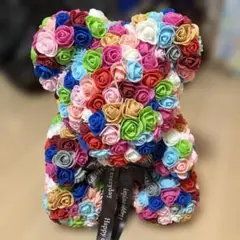 カラフルローズクマぬいぐるみ美品