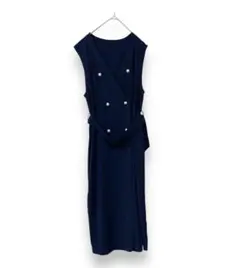 Rag Out ロングワンピース　ネイビー　L ノースリーブ　ダブルボタン