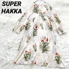 スーパーハッカ 花柄 シャツワンピース コットン ボタニカル