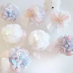 ◎ローズ×蝶々×リボンビーズ（ホワイト＆パープルピンク）　カスタムボールペン対応