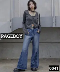 0041 PAGEBOY キラキラカットホックカーディガン ブラック