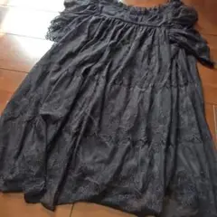 黒 レース チュニック 半袖
