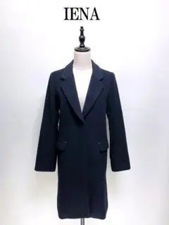 178 IENAイエナ アウター カシミヤ混チェスターコート 38 黒ブラック
