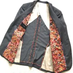 ポールスミス×カノニコ グレー ストライプ 花柄 テーラードジャケット サイズL