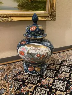 有田焼 金龍窯 博山作 飾壺 約50cm 染錦 金彩色絵花鳥紋 孔雀 梅牡丹 有田焼 金龍窯 博山作 飾壺 約50cm 染錦 金彩色絵花鳥紋 孔雀 梅牡丹