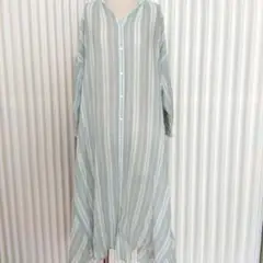 スタディオクリップ　ストライプ ロングシャツワンピース　コットン
