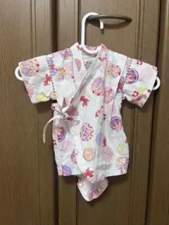 ベビー甚平 ピンク系花柄 60cm