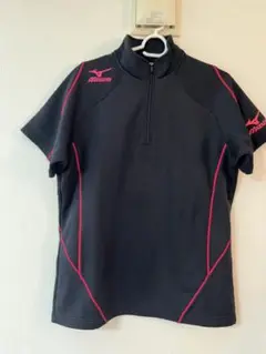 Mizuno ハーフジップ Tシャツ M ブラック/ピンク