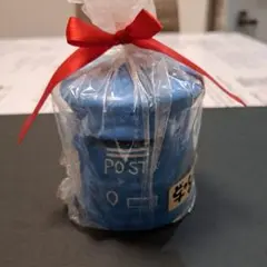 インテリア小物 カラー青いポスト型貯金箱 陶器