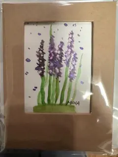 水彩画 紫の花アート作品マグネット