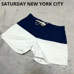 【美品】SATURDAY NEW YORK CITY ハーフパンツ 青 白 S