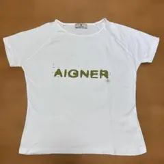 AIGNER ホワイト ロゴプリント Tシャツ