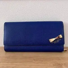 【Samantha Thavasa サマンサタバサ】ブルー 長財布 リボン金具
