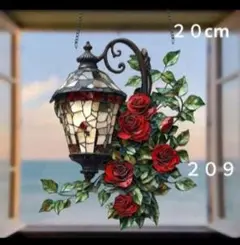 ２０９　バラとランタン　２０cmアクリルサンキャッチャー