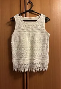 美品　SM2 ホワイト レース ノースリーブ トップス