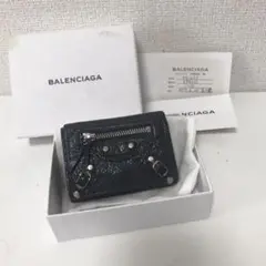 美品☆【BALENCIAGA】コンパクト折財布★ 箱付き ペーパーミニ ブラック