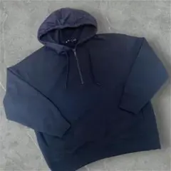 UNIQLO+j ドライスウェットハーフジップパーカ 黒 フード付き XL