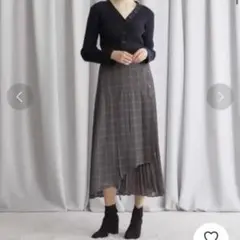 STUDIOUS アシンメトリー ラッププリーツ チェックスカート