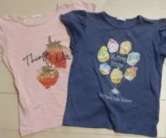 GUイチゴとカップケーキのTシャツ2枚セット まとめ売り　女の子　夏物　150