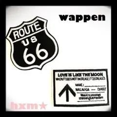 ルート66 ROUTE66 モノクロ　ワッペン　アイロン刺繍ワッペン