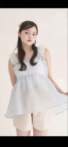 muguet fairy tulle peplum blouse ミント