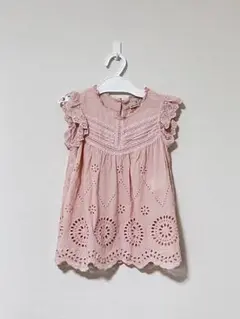 petit main 刺繍フリルブラウス 110