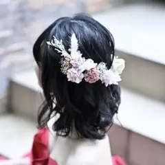 花飾り くすみピンク プリザーブドフラワー