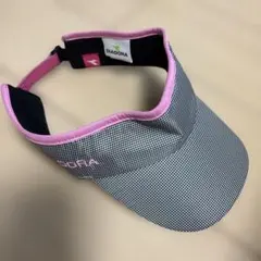 DIADORA チェック柄バイザー 黒とピンク