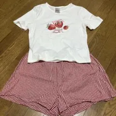H &Mいちごプリント パジャマ上下セット