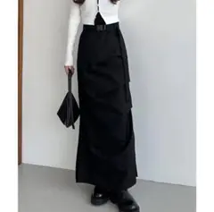 夏休みSALE❗️カラウティア　サイドタックデザインスカート　黒