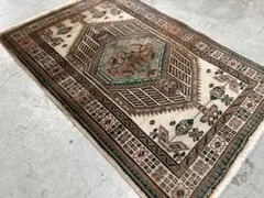 【Vintage】110×75cm　ダブルノット　ヴィンテージメダリオンラグ