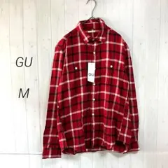新品未使用品☆GU　ネルチェックシャツ　タッターソウル　赤　長袖　M　タグ付き