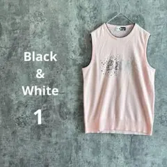 極美品✨a3505【ブラック&ホワイト】ニットベスト ビジュー バイカラー
