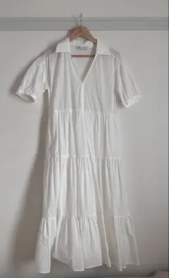 ZARA ホワイト ティアードワンピース Sサイズ