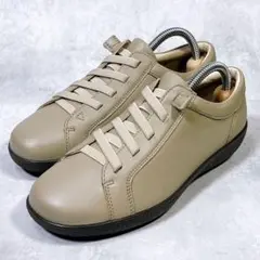 ☆ほぼ新品☆【アキレスソルボ】スリッポン (23) レザー　ゴム紐　グレージュ