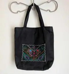刺繍入りトートバッグ 黒 【17日までセール中!!】
