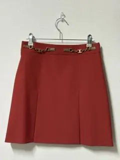TORY BURCH チェーン付きミニスカート レッド Sサイズ