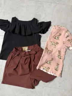 新品未使用あり！お洒落90サイズ３点セット！Tシャツ オフショルダー パンツ