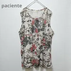 【paciente】ノースリーブカットソー　総柄　花柄　ビックサイズ　4L