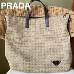 【美品】プラダ モザイク柄 ロゴ プレート 2way ハンド ショルダーバッグ