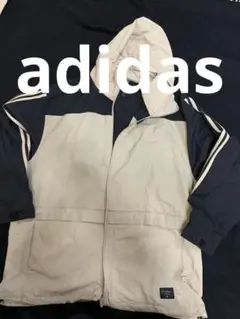 adidas 三本線ジャケット Lサイズ ベージュ/ネイビー