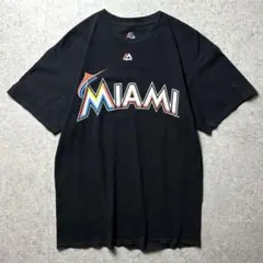 Majestic 半袖Tシャツ　MLB 野球　マイアミ・マリーンズ　チームロゴM