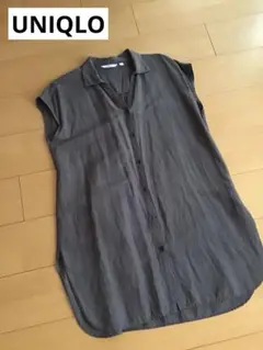 【ユニクロ】リネンブレンドロングシャツ　Mサイズ　グレー