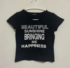 CU XXX メッセージプリント 半袖Tシャツ 黒