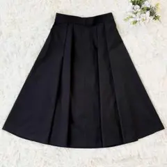 極美品☆アンタイトル タックフレアスカート L 黒 膝下 通勤 キレイめ 洗える